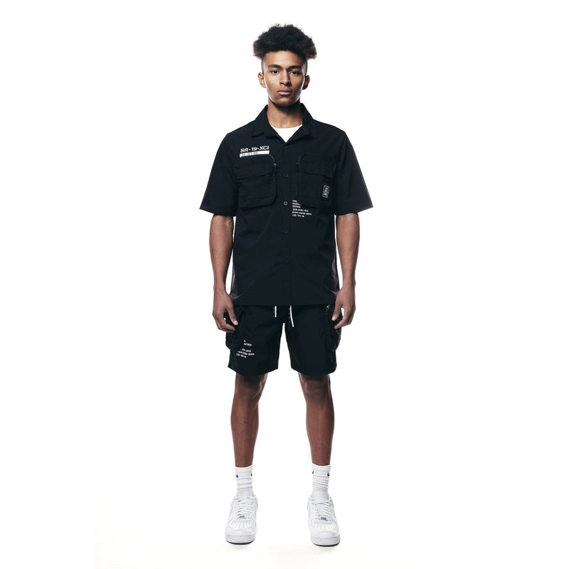 Printed Utility Boxy Windbreaker Shirt