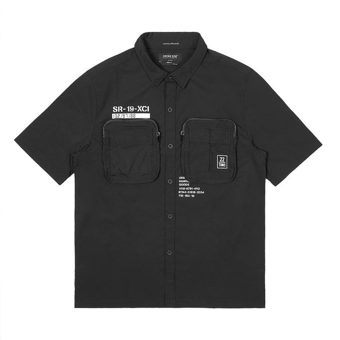 Printed Utility Boxy Windbreaker Shirt