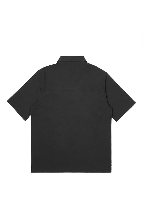 Printed Utility Boxy Windbreaker Shirt - Black