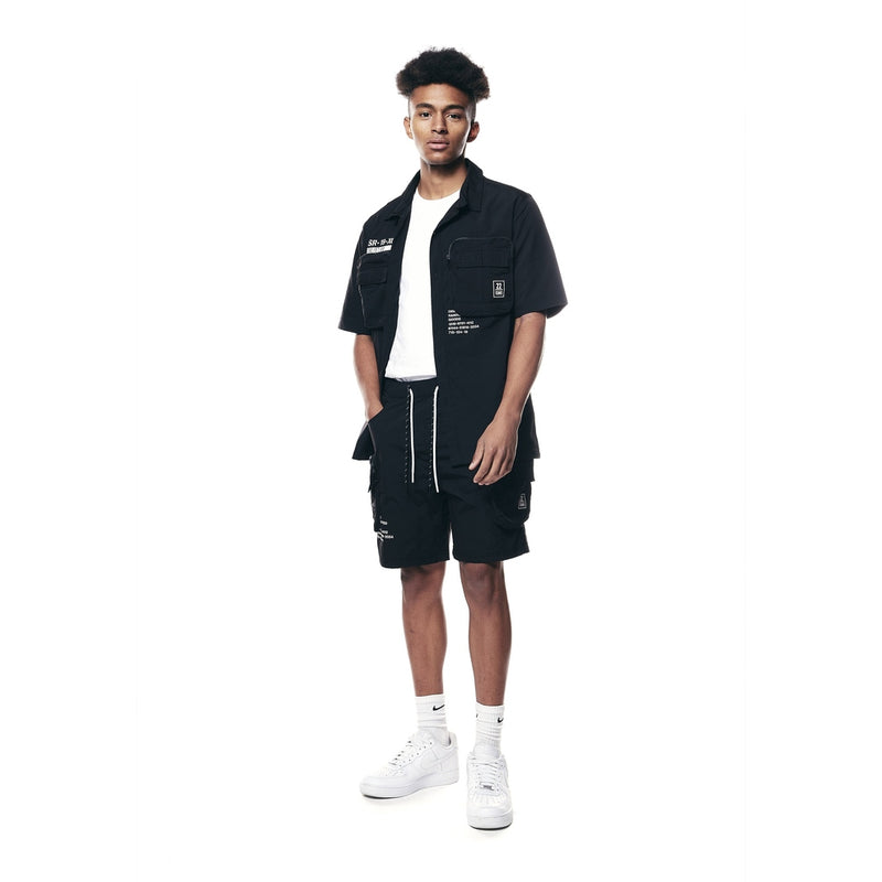 Printed Utility Boxy Windbreaker Shirt