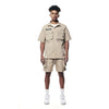 Printed Utility Boxy Windbreaker Shirt