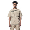 Printed Utility Boxy Windbreaker Shirt