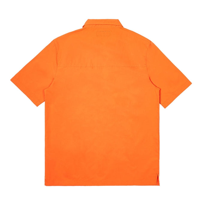 Smoke Rise Printed Utility Boxy Windbreaker Shirt - Orange