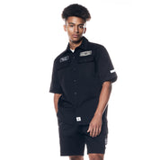 Smoke Rise Printed Twill Workwear Shorts - Black