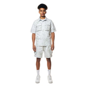 Smoke Rise Printed Short Sleeve Woven Windbreaker Shirt - Sage