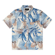 Smoke Rise Printed Short Sleeve Woven Windbreaker Shirt - Tropic Blue