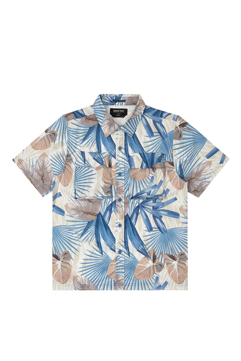 Printed Short Sleeve Woven Windbreaker Shirt