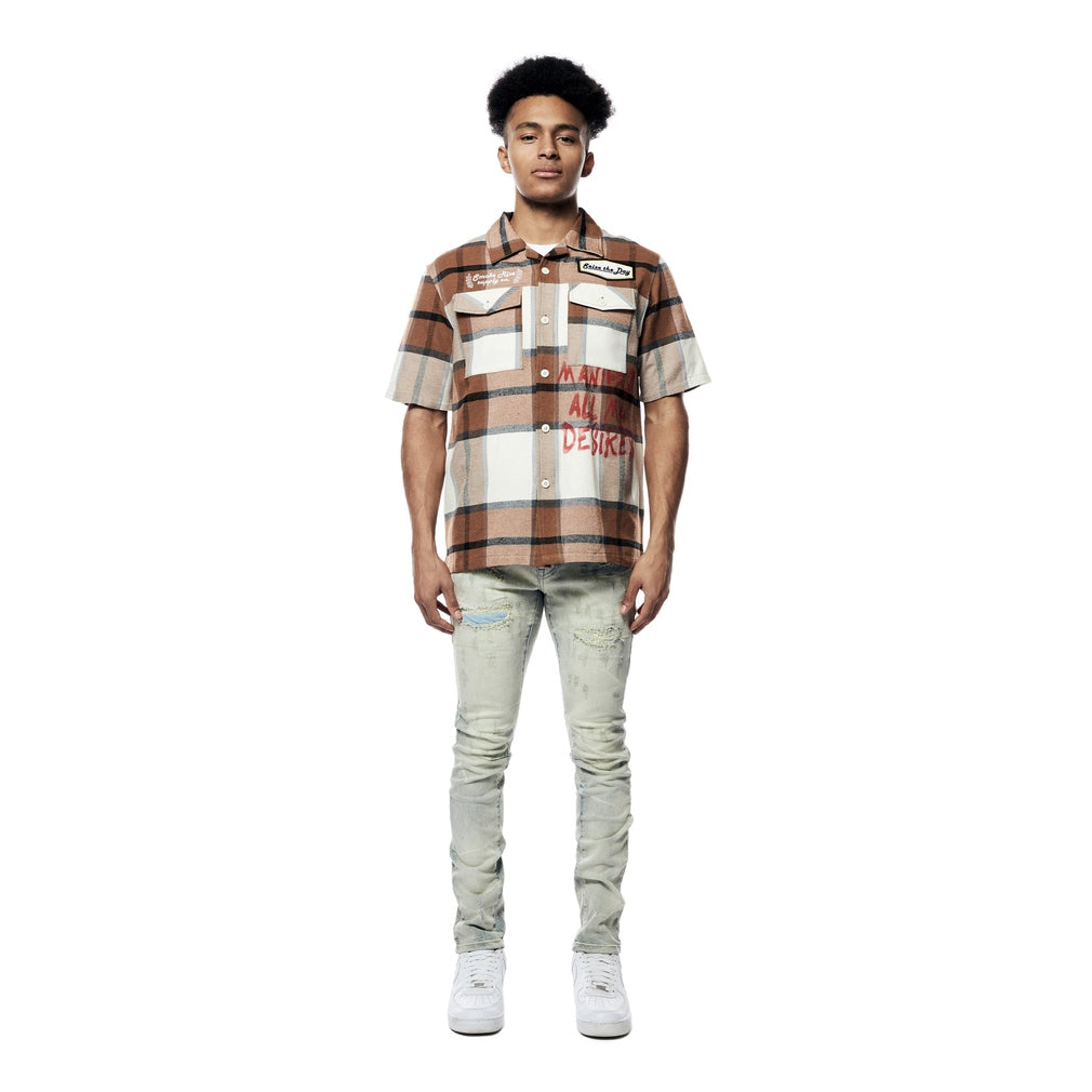 Smoke Rise Plaid Graphic Shirt - Rust Plaid