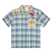 Smoke Rise Plaid Color Block Graphic Shirt - Blue Plaid
