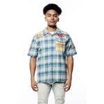 Plaid Color Block Graphic Shirt