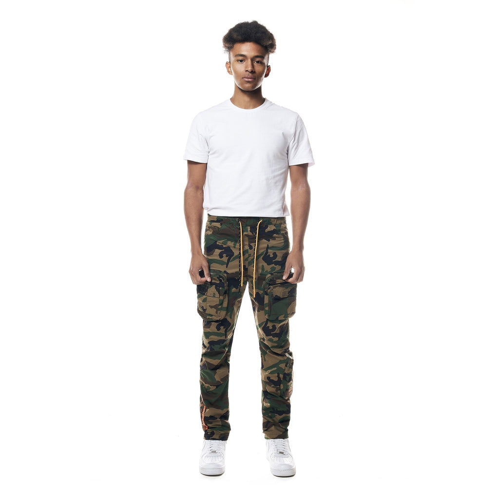 Smoke Rise Printed Utility Windbreaker Joggers - Wood Camo