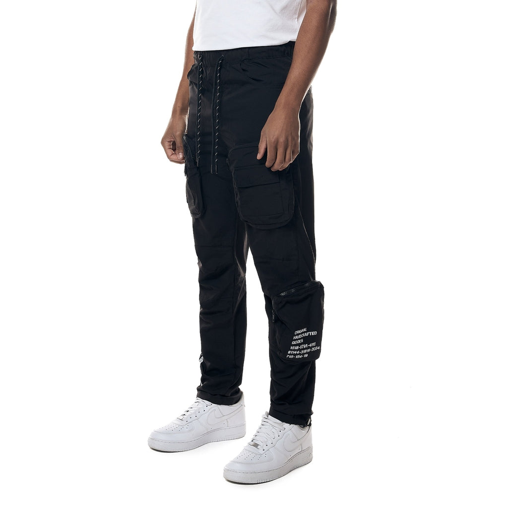 Smoke Rise Printed Utility Windbreaker Joggers - Black