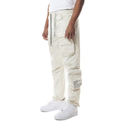 Smoke Rise Printed Utility Windbreaker Joggers - Oatmeal