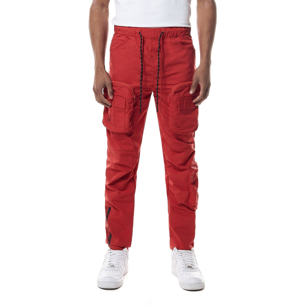 Smoke Rise Printed Utility Windbreaker Joggers - Red