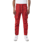 Smoke Rise Printed Utility Windbreaker Joggers - Red