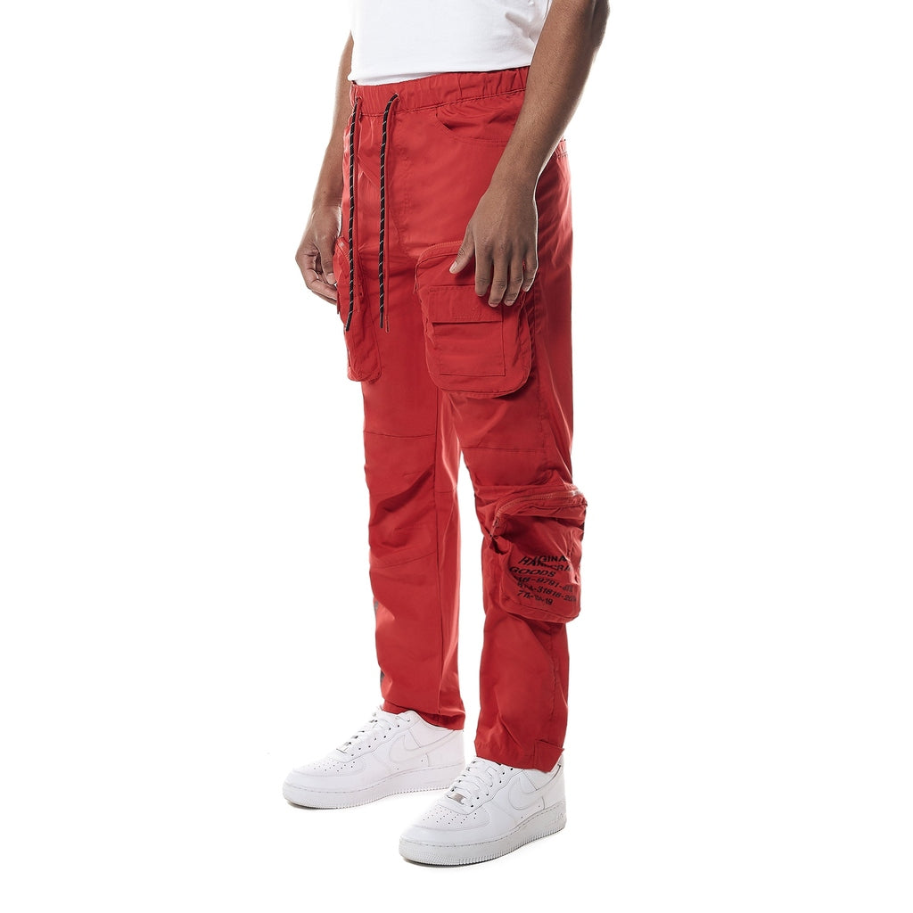 Smoke Rise Printed Utility Windbreaker Joggers - Red