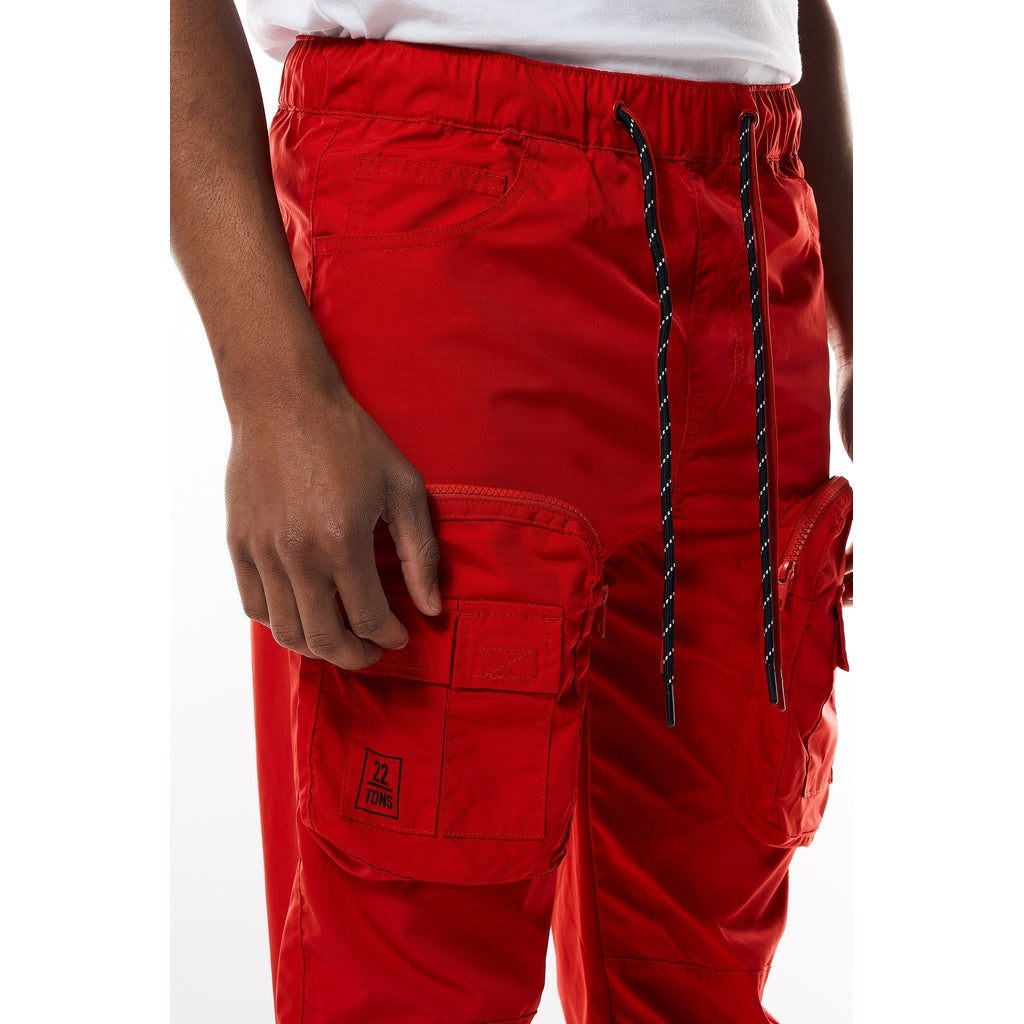 Smoke Rise Printed Utility Windbreaker Joggers - Red