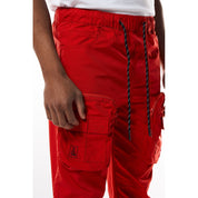 Smoke Rise Printed Utility Windbreaker Joggers - Red