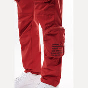 Smoke Rise Printed Utility Windbreaker Joggers - Red