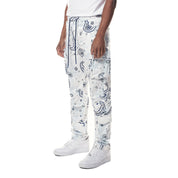 Smoke Rise Paisley Utility Windbreaker Joggers - Blue