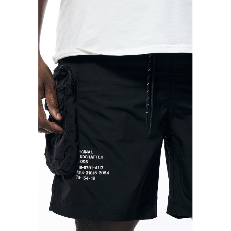 Big and Tall - Printed Utility Lounge Windbreaker Shorts - Black