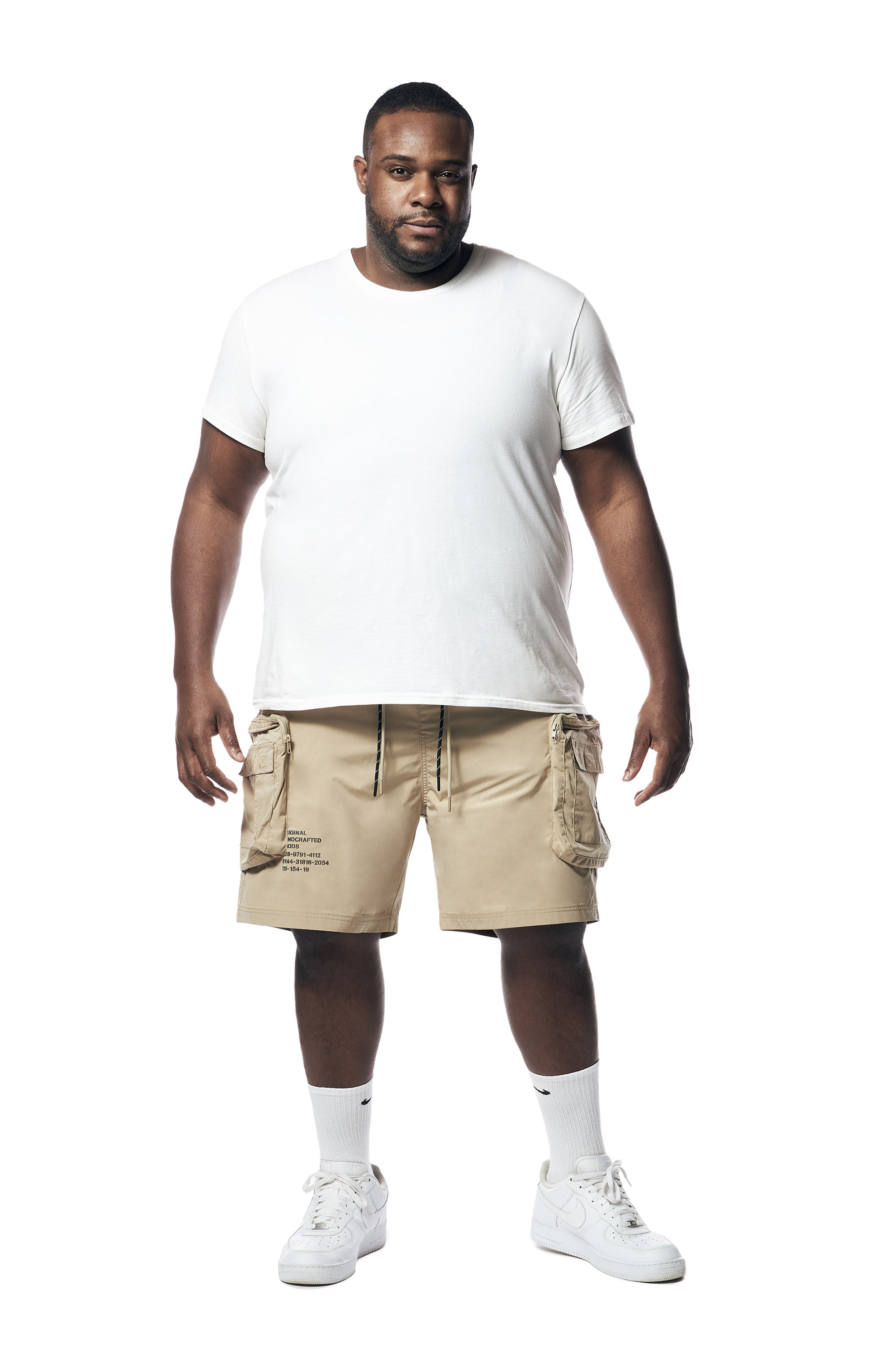 Big and Tall - Printed Utility Lounge Windbreaker Shorts - Khaki