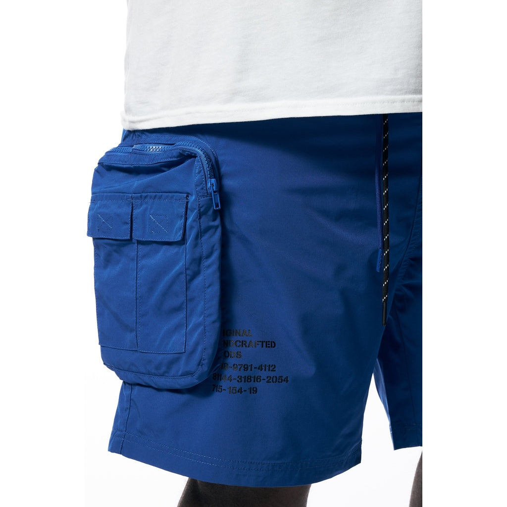 Smoke Rise Big and Tall Big and Tall - Printed Utility Lounge Windbreaker Shorts - Royal