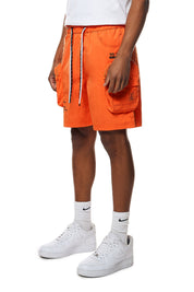Printed Utility Lounge Windbreaker Shorts - Orange