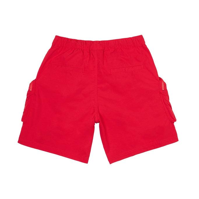 Smoke Rise Printed Utility Lounge Windbreaker Shorts - Red