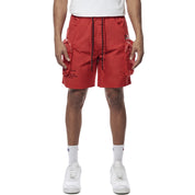 Smoke Rise Printed Utility Lounge Windbreaker Shorts - Red