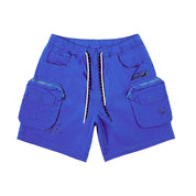 Smoke Rise Printed Utility Lounge Windbreaker Shorts - Royal