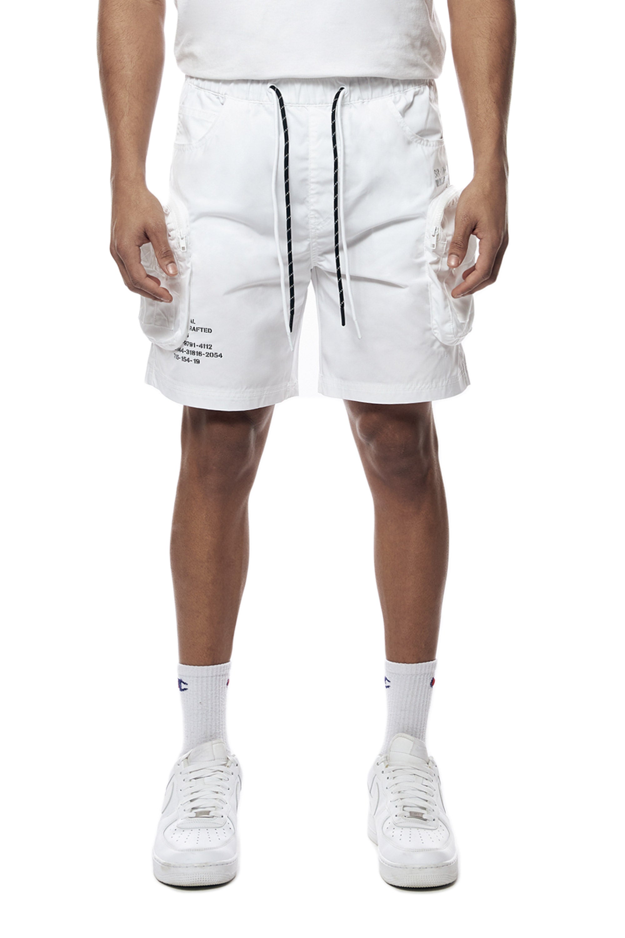 Printed Utility Lounge Windbreaker Shorts - White