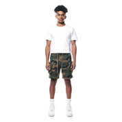 Smoke Rise Printed Utility Lounge Windbreaker Shorts - Wood Camo