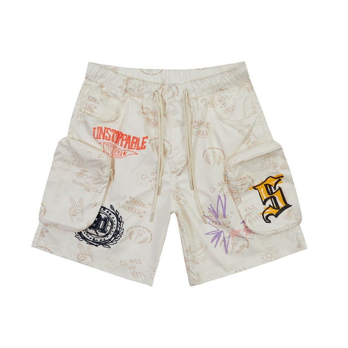 Smoke Rise Varsity Lounge Windbreaker Shorts - Chalk