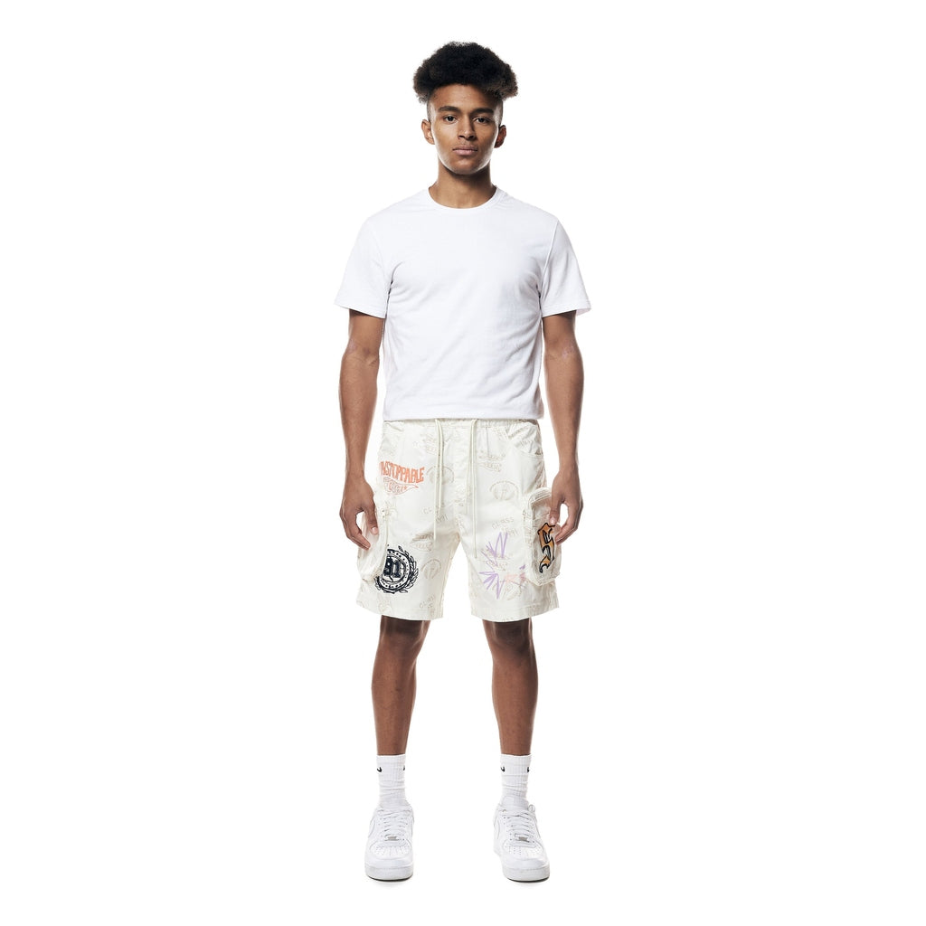Smoke Rise Varsity Lounge Windbreaker Shorts - Chalk
