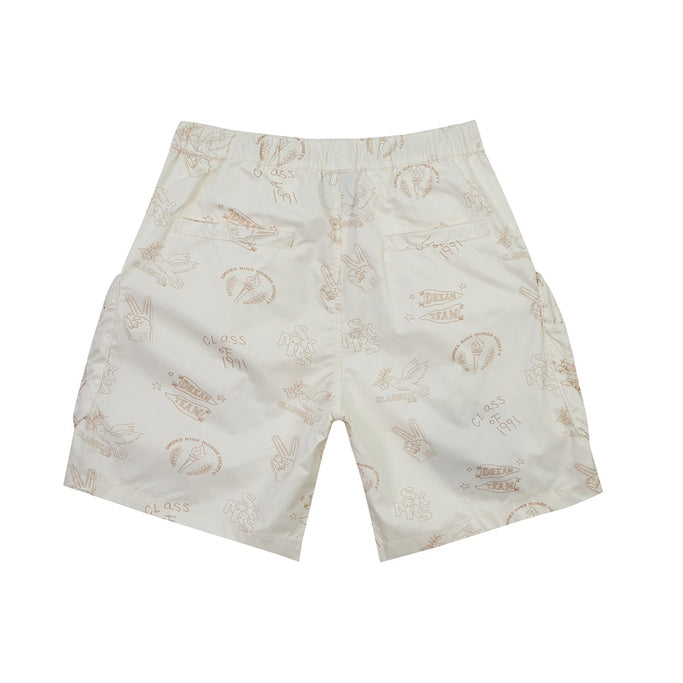 Smoke Rise Varsity Lounge Windbreaker Shorts - Chalk