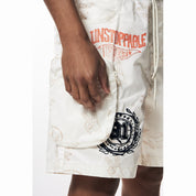 Smoke Rise Varsity Lounge Windbreaker Shorts - Chalk