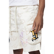 Smoke Rise Varsity Lounge Windbreaker Shorts - Chalk