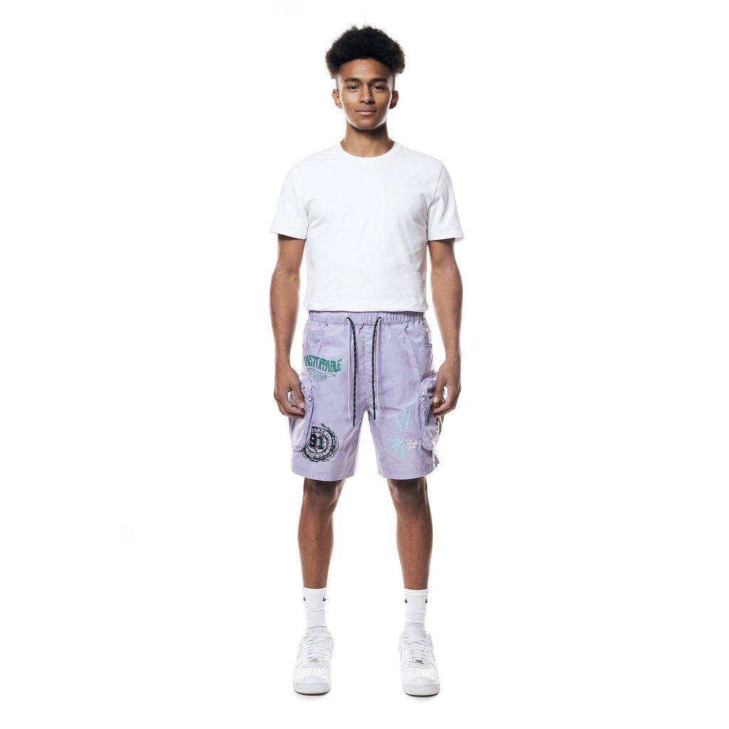 Smoke Rise Varsity Lounge Windbreaker Shorts - Lilac