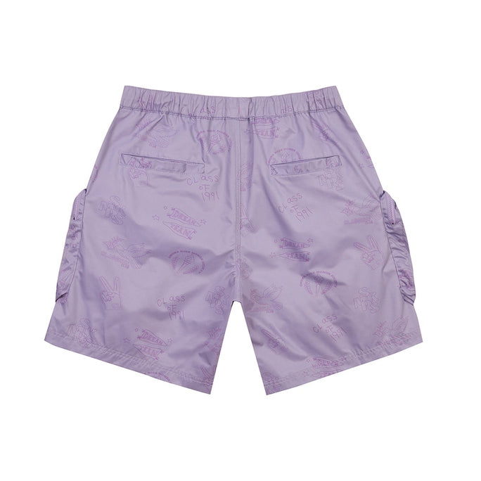 Smoke Rise Varsity Lounge Windbreaker Shorts - Lilac