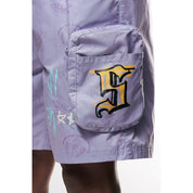 Smoke Rise Varsity Lounge Windbreaker Shorts - Lilac