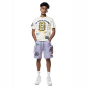 Smoke Rise Varsity Lounge Windbreaker Shorts - Lilac