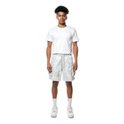 Smoke Rise Printed Utility Windbreaker Shorts - Sage