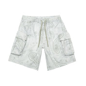 Smoke Rise Printed Utility Windbreaker Shorts - Sage