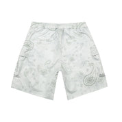 Smoke Rise Printed Utility Windbreaker Shorts - Sage