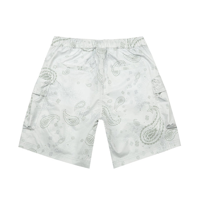 Smoke Rise Printed Utility Windbreaker Shorts - Sage