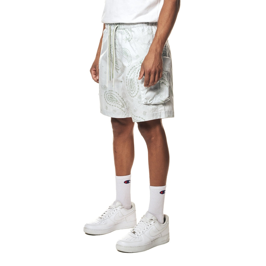 Smoke Rise Printed Utility Windbreaker Shorts - Sage