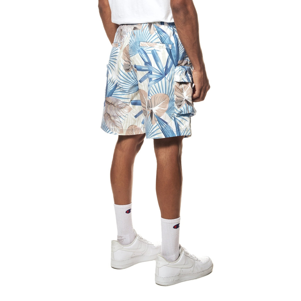 Smoke Rise Printed Utility Windbreaker Shorts - Tropic Blue