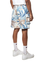 Printed Utility Windbreaker Shorts - Tropic Blue