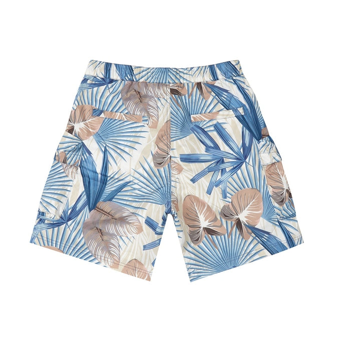 Smoke Rise Printed Utility Windbreaker Shorts - Tropic Blue